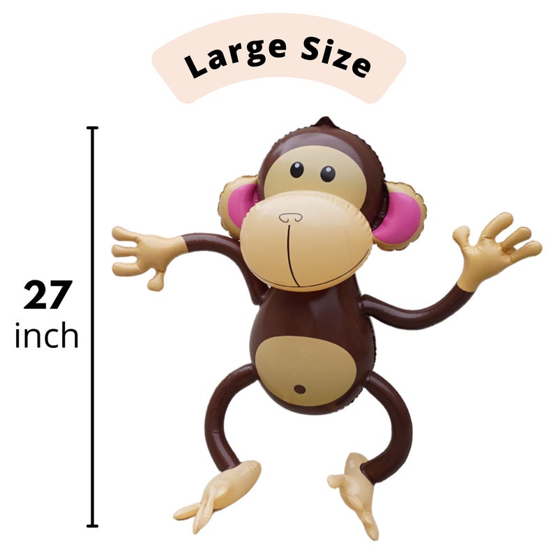 4E's Novelty Inflatable Monkeys (4 Pack) 27 Inch Large Monkeys Inflatables For Jungle Decor  Safari Birthday Decorations  Kids Animal Party Supplies  Baby Shower Favors By 4E's Novelty - Image 3